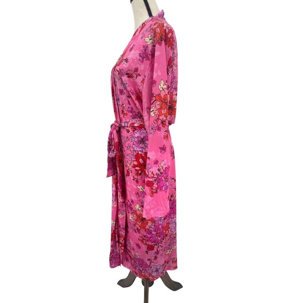 Johnny Was Pink Floral Satin Robe - Picture 10 of 16